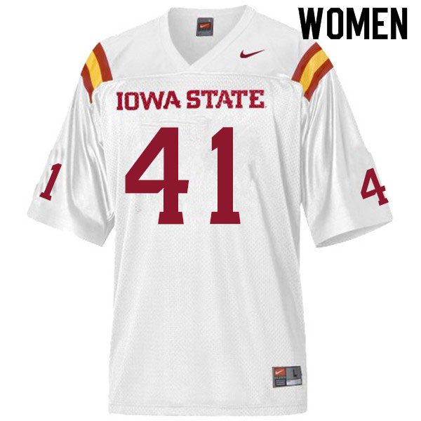 Women #41 Koby Hathcock Iowa State Cyclones College Football Jerseys Sale-White - Click Image to Close